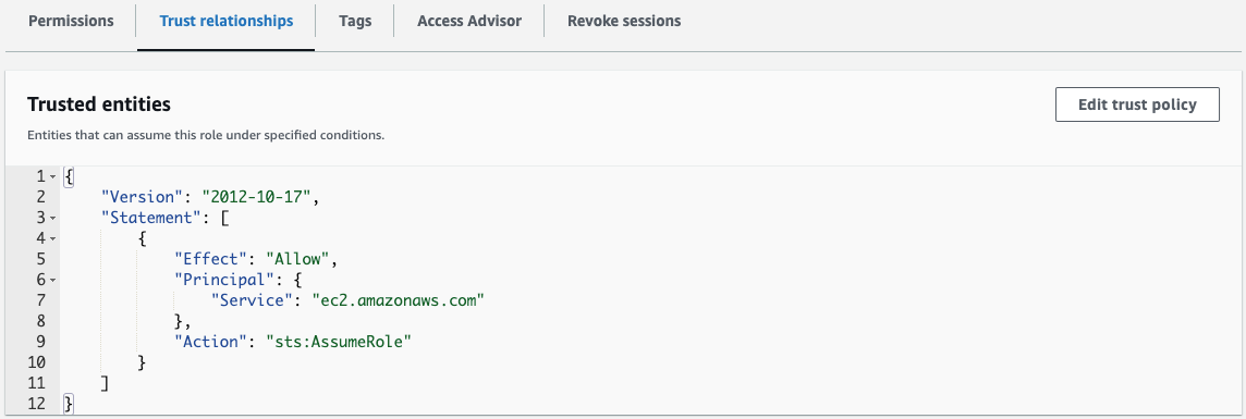 Figure 3. EC2 Image Builder EC2 Instance Profile trust policy