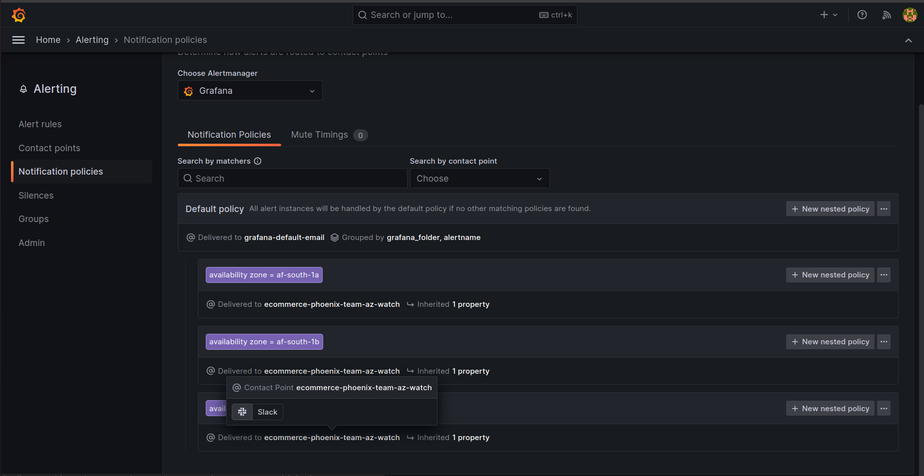 Configure notification policies in Grafana