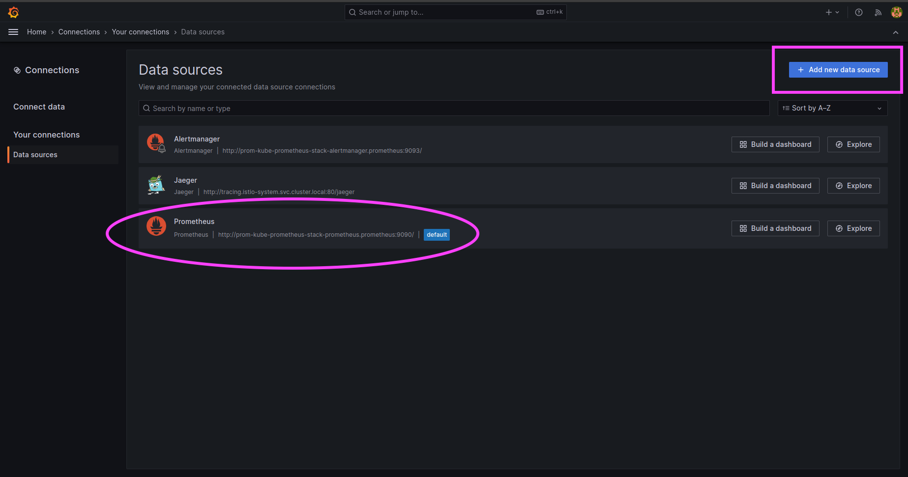 Data source configuration in Grafana