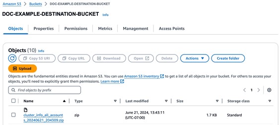 Figure 8: Sample output of cluster discovery in S3 bucket