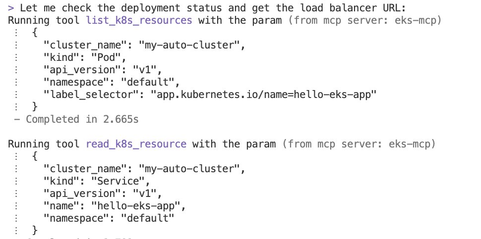 Figure 8: Terminal output showing resource discovery and status of deployed application