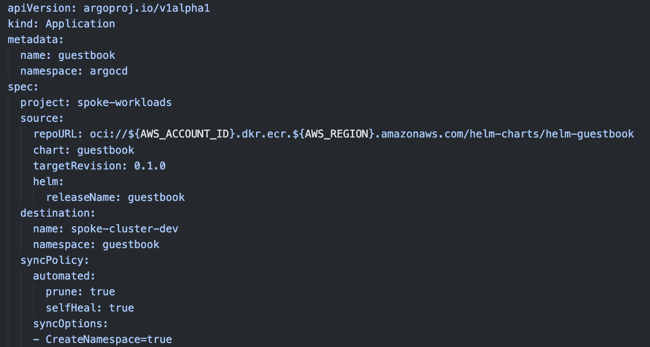 “Figure 9: Argo CD example Application with helm chart in ECR as source”