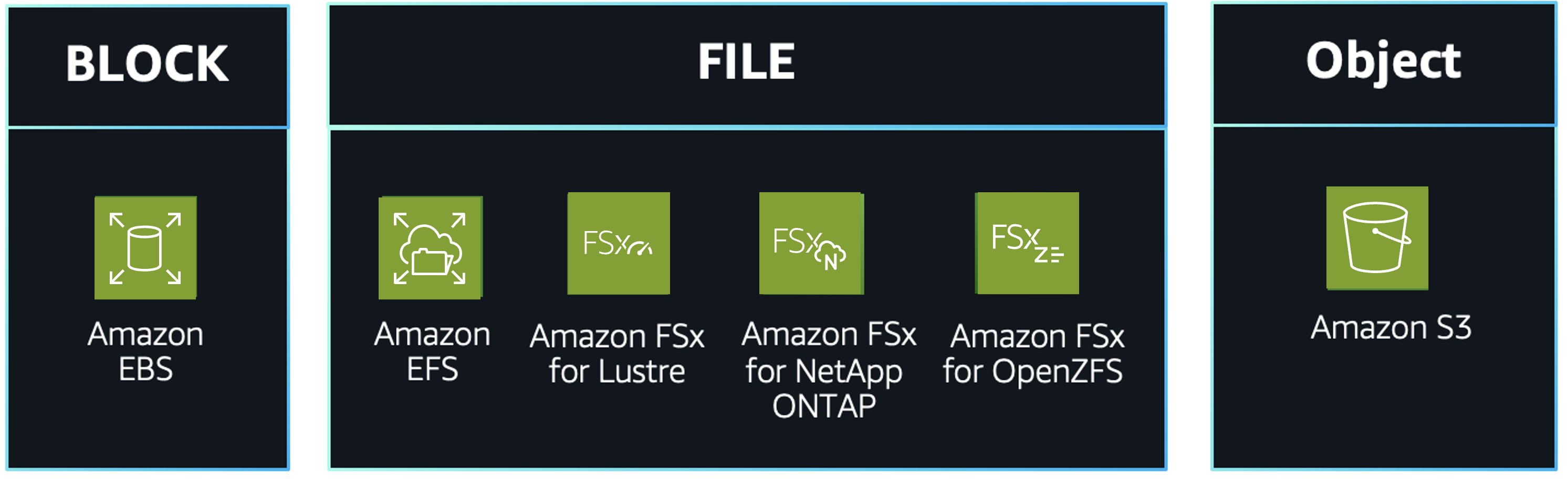 Figure 1: Various flexible storage options for AI/ML and generative AI workloads.