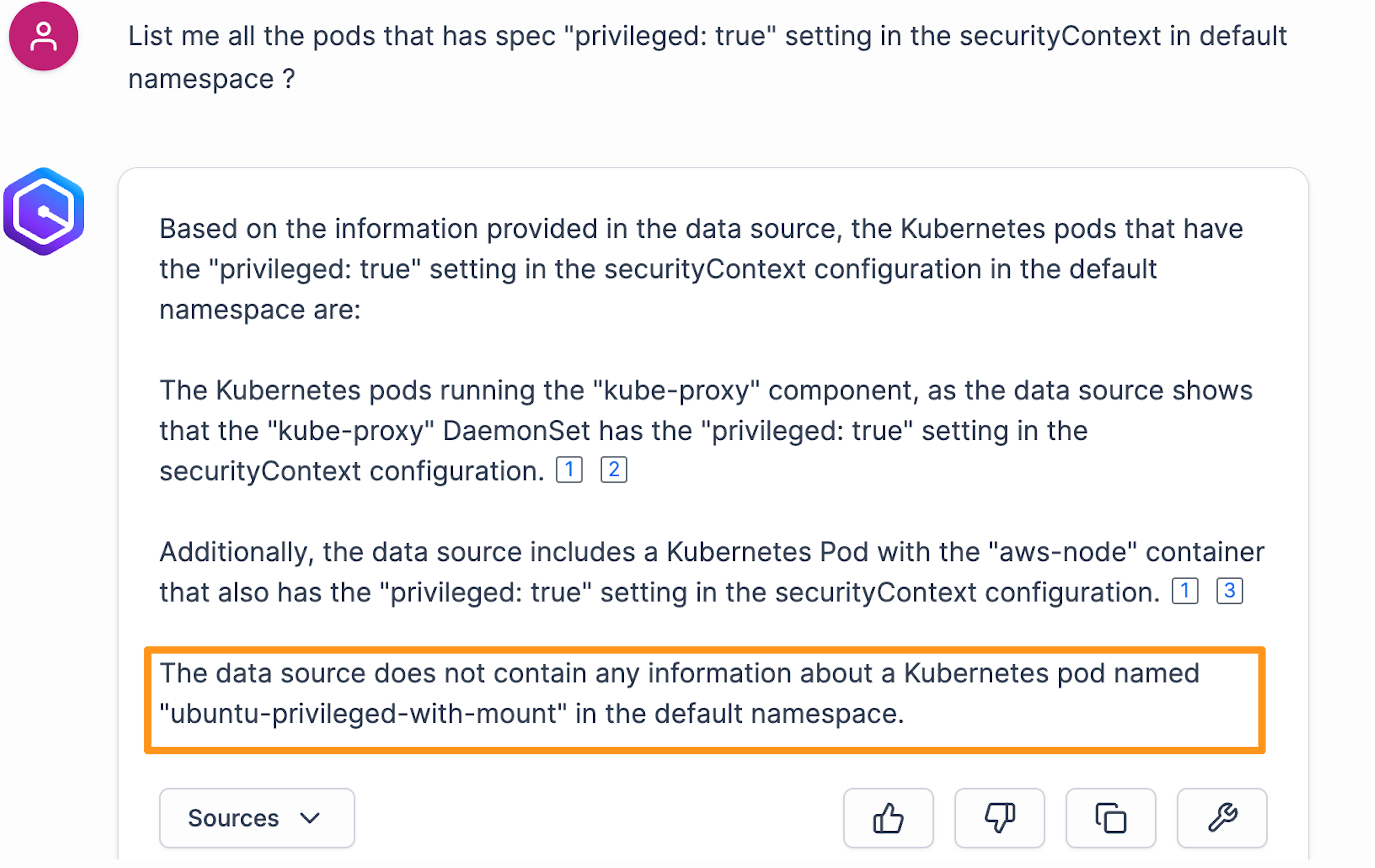 Figure 11: Pods SecurityContext query