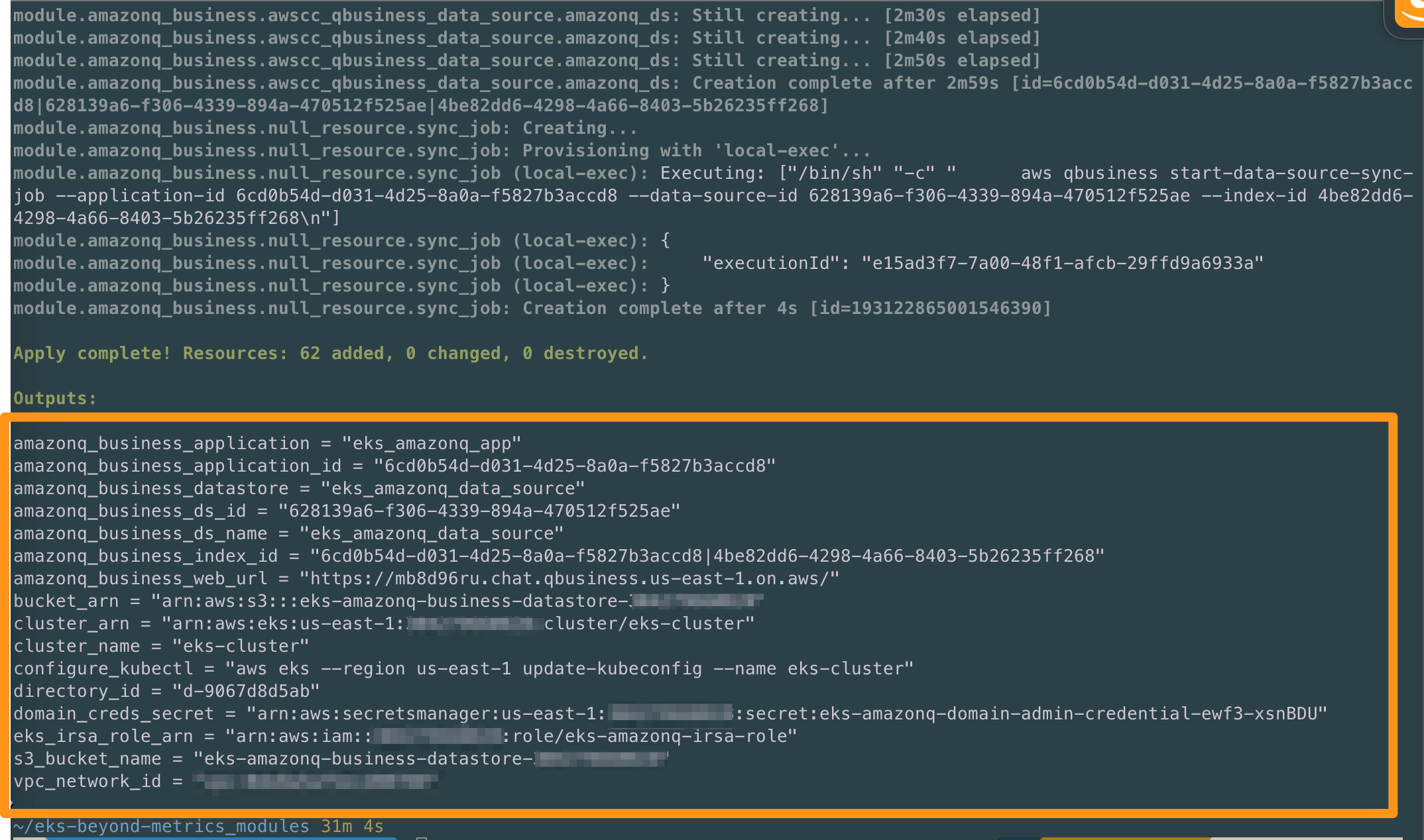 Figure 3: Terraform output
