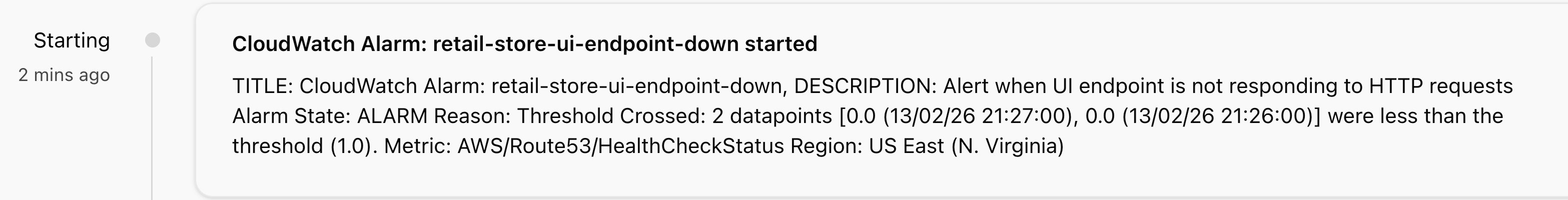 Starting the DevOps Agent investigation