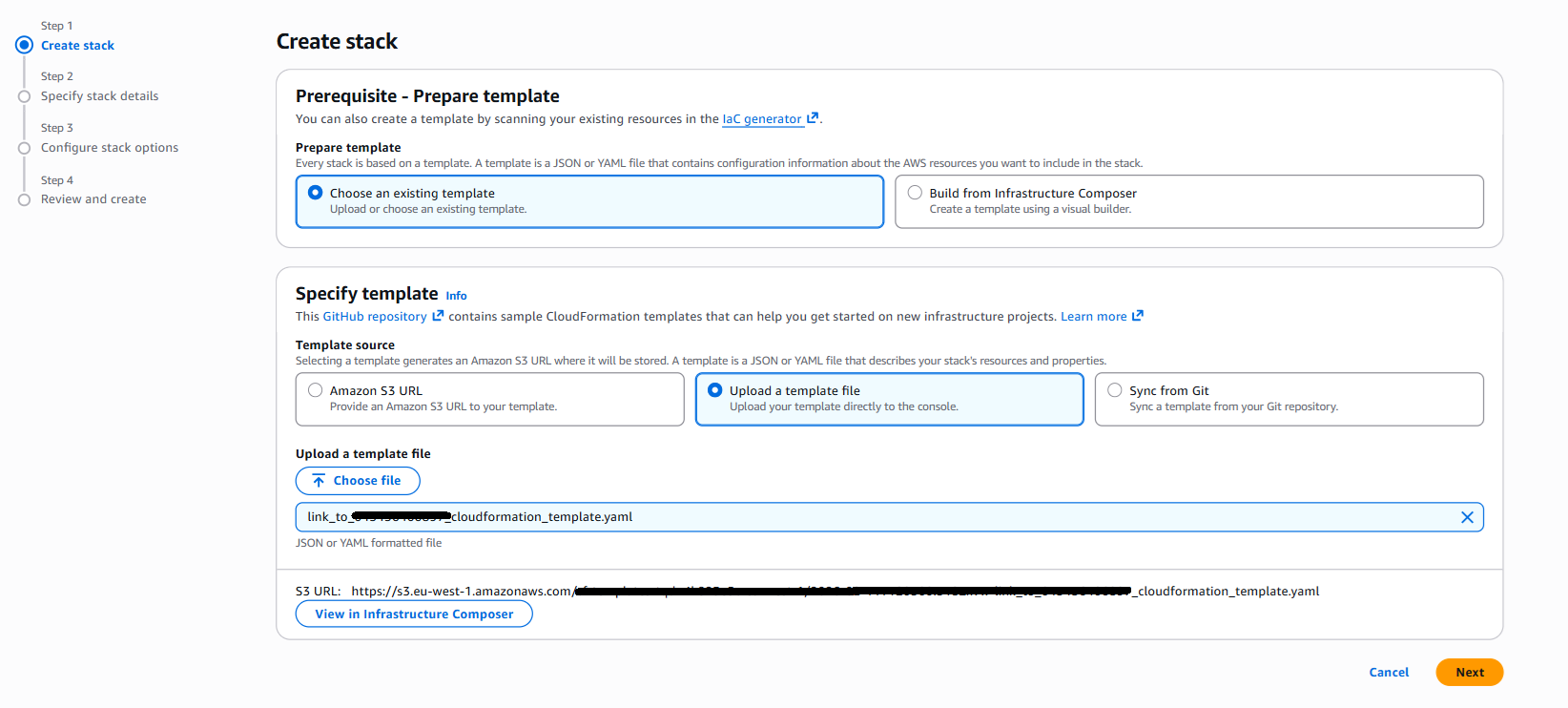Screenshot of the Amazon CloudWatch All Metrics console in the monitoring account, displaying metrics from multiple source accounts in a unified view. The metrics console shows available metrics from each source account and Region, with Account IDs appended to differentiate metrics from different accounts.