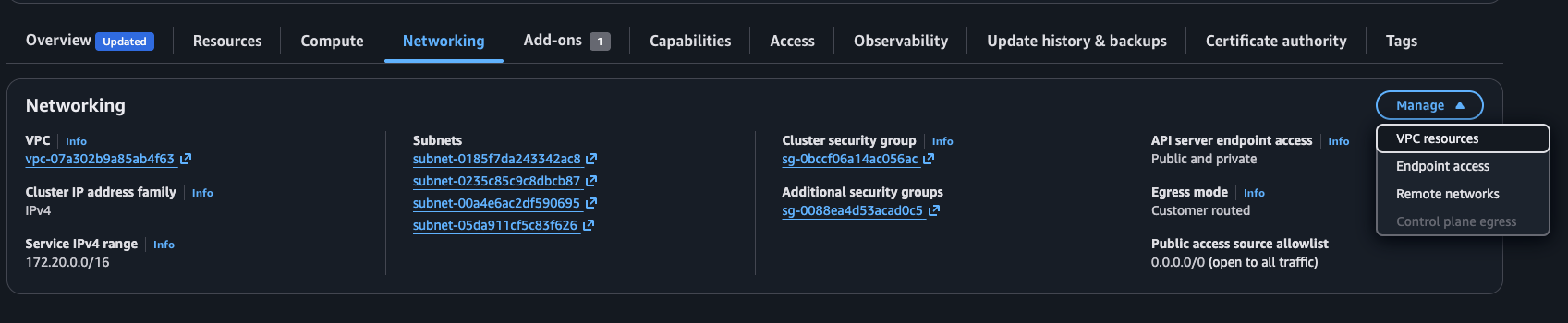Diagram of customer-controllable Kubernetes API Server egress routes configuration for existing clusters