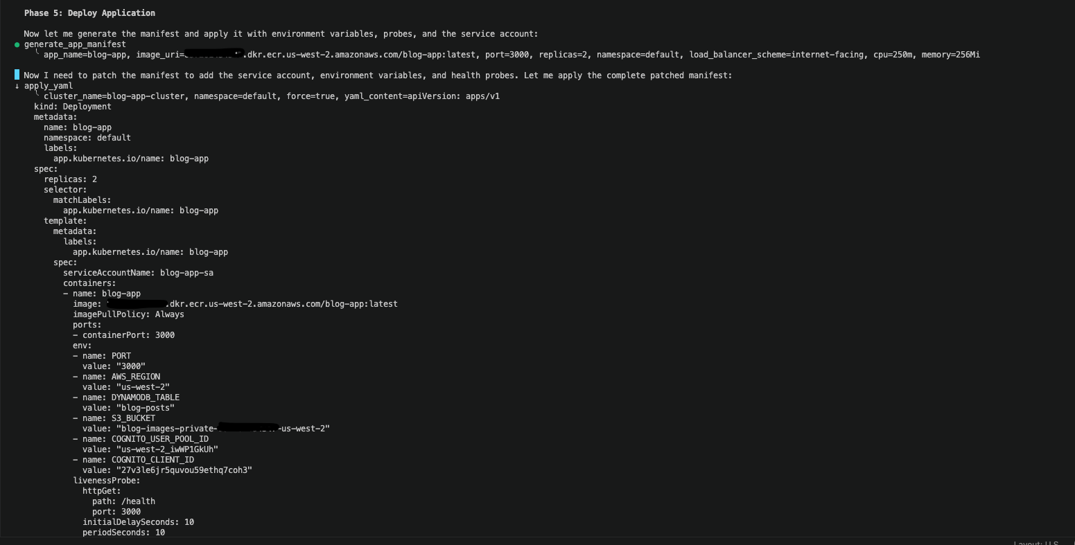 Kiro CLI generating the Kubernetes manifest file